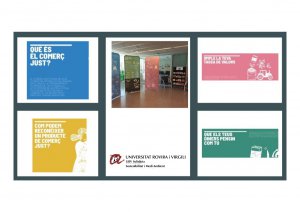 Cartell exposició comerç just CRAI campus Catalunya